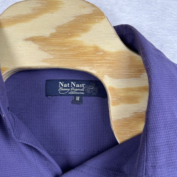 Nat Nast Men’s Long Sleeve Button Down Luxury Originals M Purple Texture Check - Picture 3 of 12